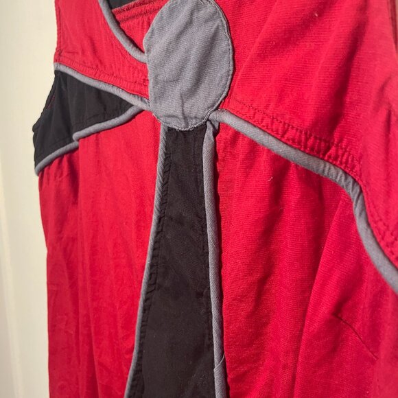 Kali red, black and blue/grey pattern midi dress - Picture 3 of 4